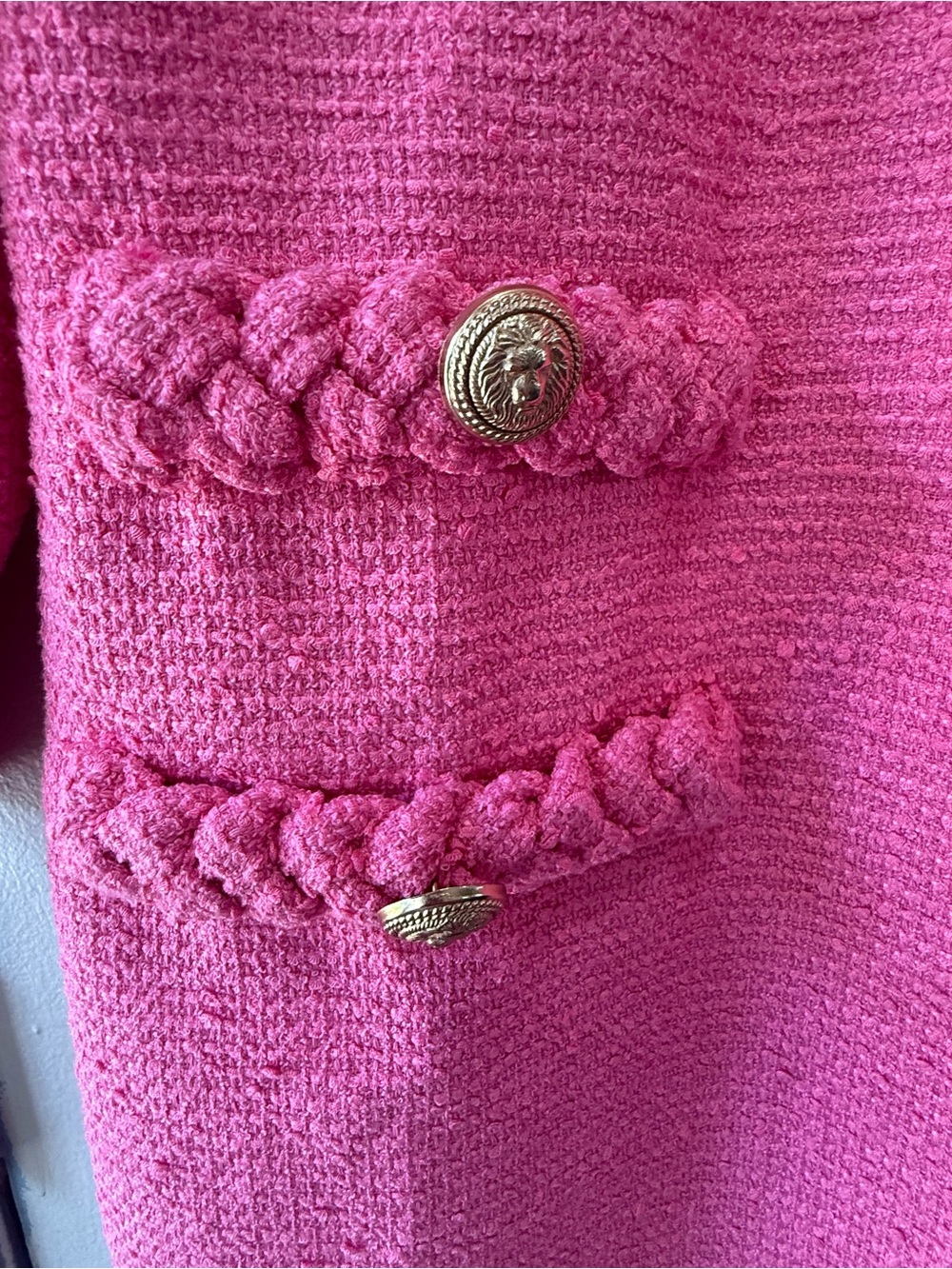 Tuckernuck Hot Pink Bouclé Mini Dress with Braided Trim - Picture 7 of 16